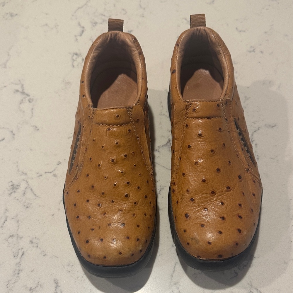 Roper Brown Leather faux ostrich Slip-On Loafers
